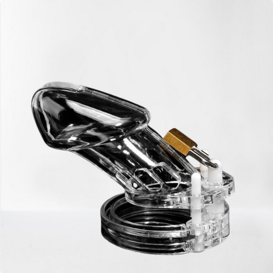 LateToBed BDSM Line jaula de castidad universal long transparente