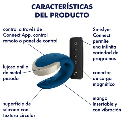 Satisfyer vibrador "Double -  Love" edición luxury azul (con app)