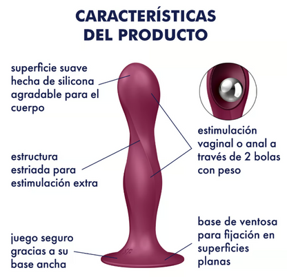 Satisfyer dildo con bolas internas "Double Ball-R" granate