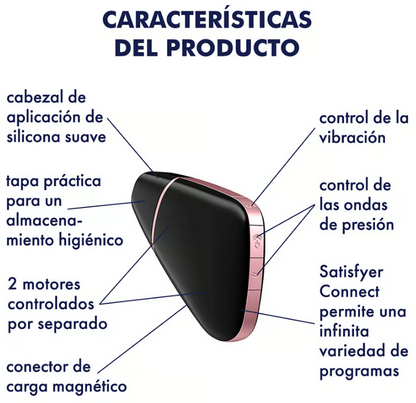 Satisfyer succionador de clítoris con vibración "Love Triangle" negro (con app)