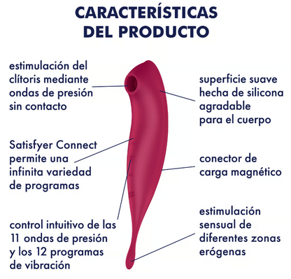 Satisfyer succionador de clítoris con vibración "Twirling Pro" rojo (con app)