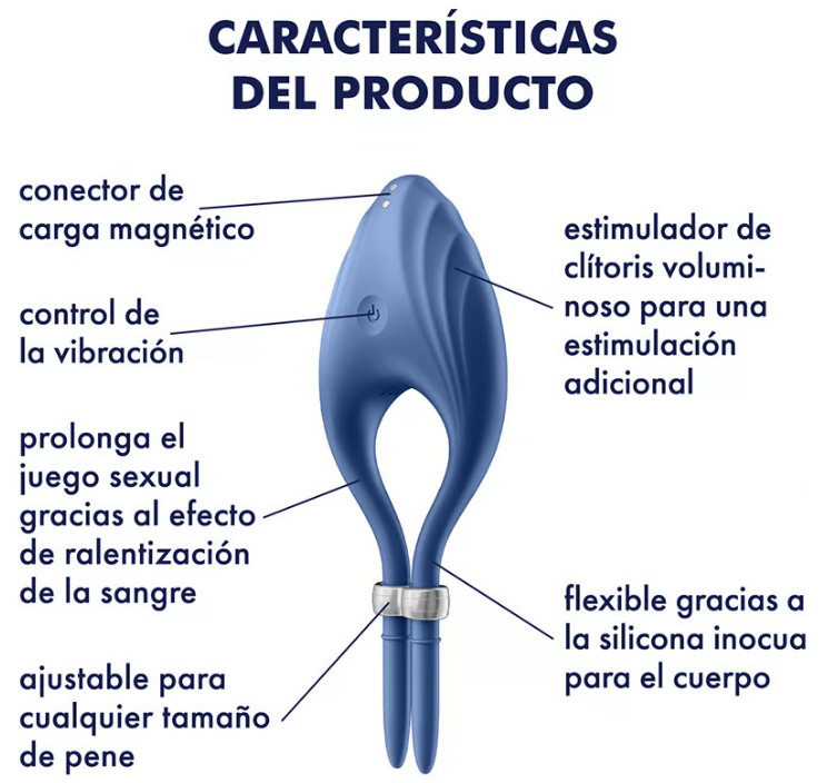 Satisfyer anillo vibrador ajustable para el pene "Duelist" - Azul