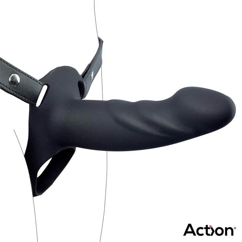 Action arnés strap-on con dildo hueco de silicona premium "Sniper"