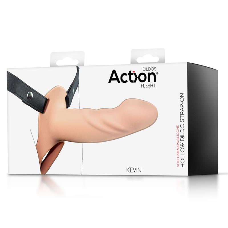 Action arnés strap-on con dildo hueco de silicona premium "Arnés Strap-on" L