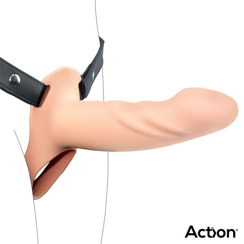 Action arnés strap-on con dildo hueco de silicona premium "Arnés Strap-on" L