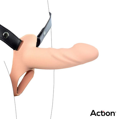 Action arnés strap-on con dildo hueco de silicona "Premium" S