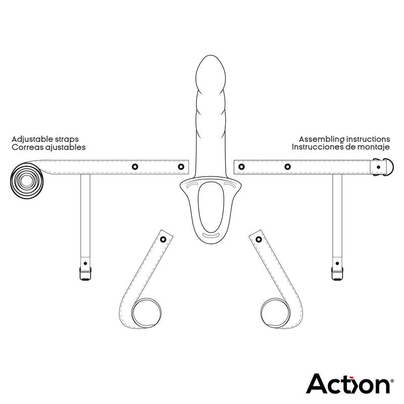 Action arnés strap-on con dildo hueco de silicona "Premium" S