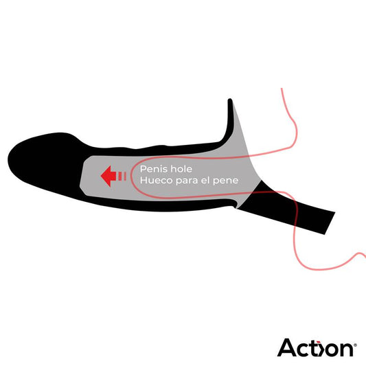 Action arnés strap-on con dildo hueco de silicona "Premium" S