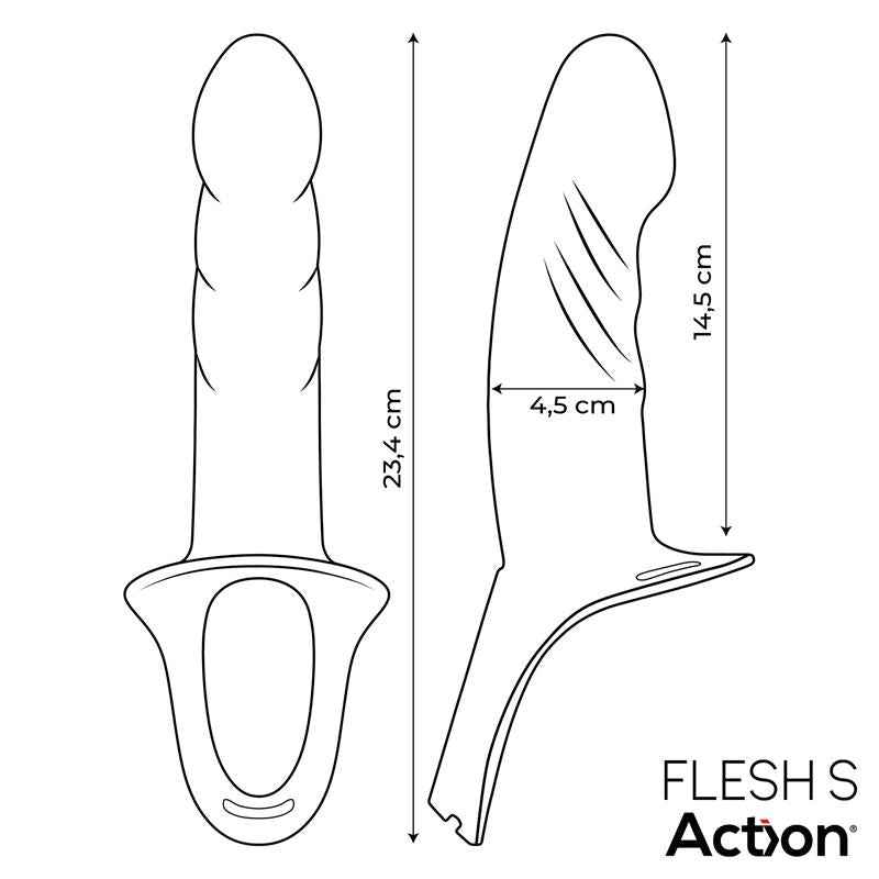 Action arnés strap-on con dildo hueco de silicona "Premium" S