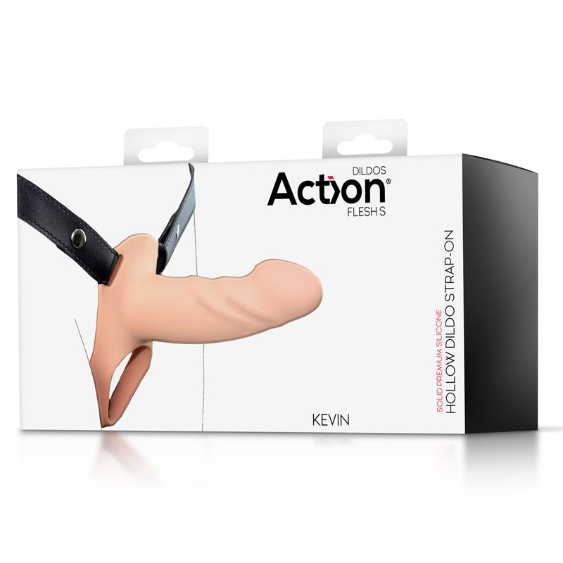 Action arnés strap-on con dildo hueco de silicona "Premium" S