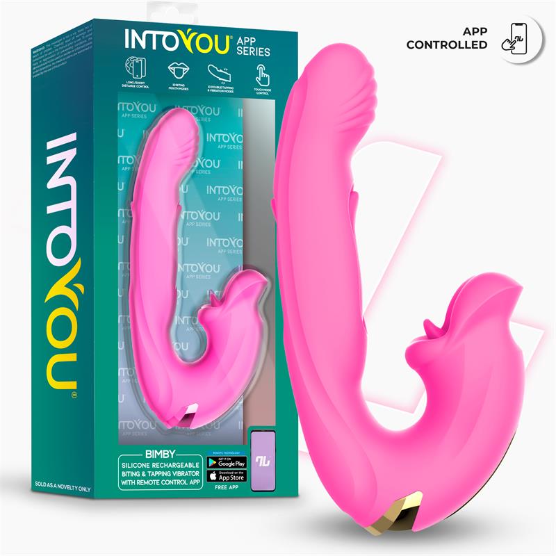 Intoyou App Series vibrador con mordisqueo y lengua doble "Bimby"