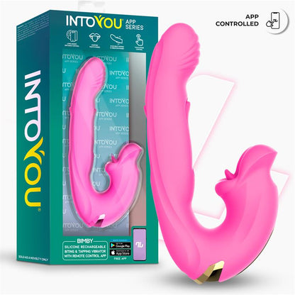 Intoyou App Series vibrador con mordisqueo y lengua doble "Bimby"
