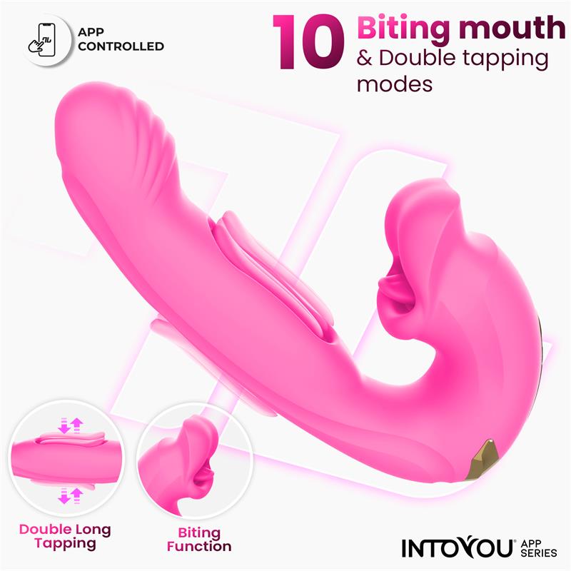 Intoyou App Series vibrador con mordisqueo y lengua doble "Bimby"