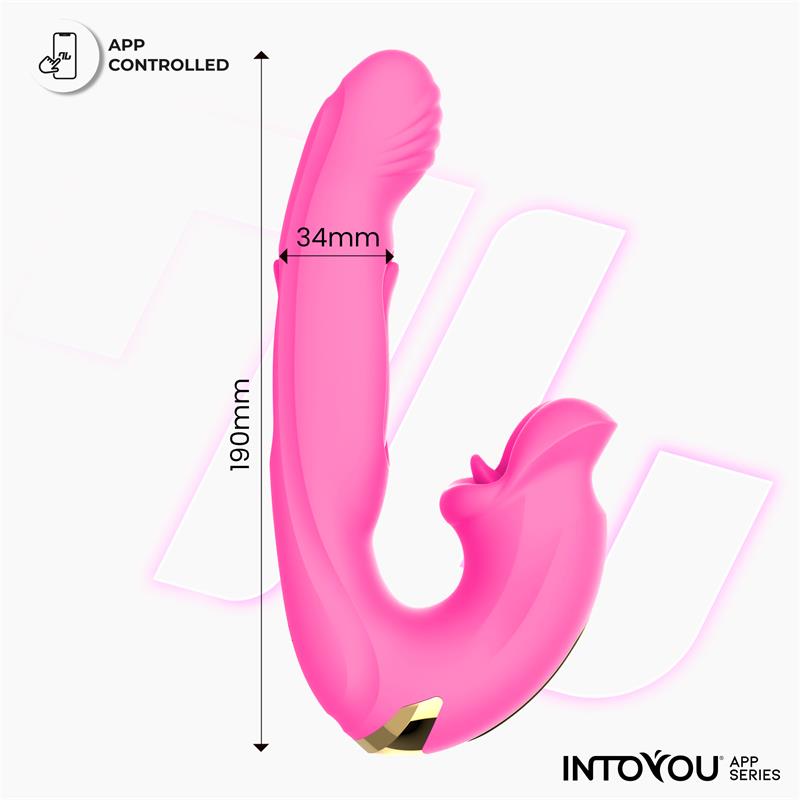 Intoyou App Series vibrador con mordisqueo y lengua doble "Bimby"