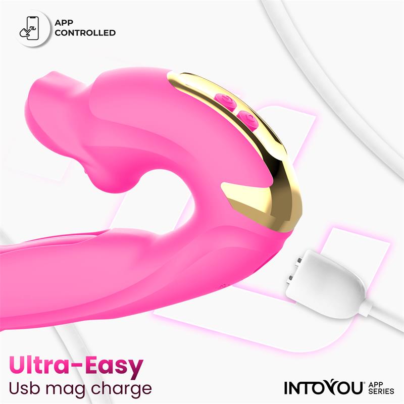 Intoyou App Series vibrador con mordisqueo y lengua doble "Bimby"