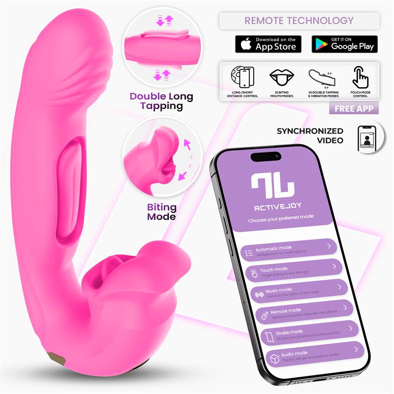 Intoyou App Series vibrador con mordisqueo y lengua doble "Bimby"