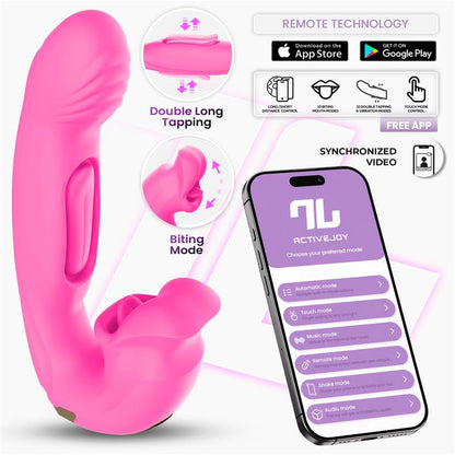 Intoyou App Series vibrador con mordisqueo y lengua doble "Bimby"