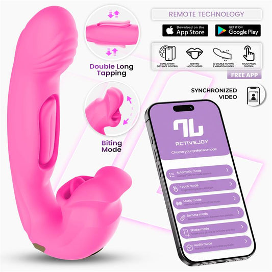 Intoyou App Series vibrador con mordisqueo y lengua doble "Bimby"