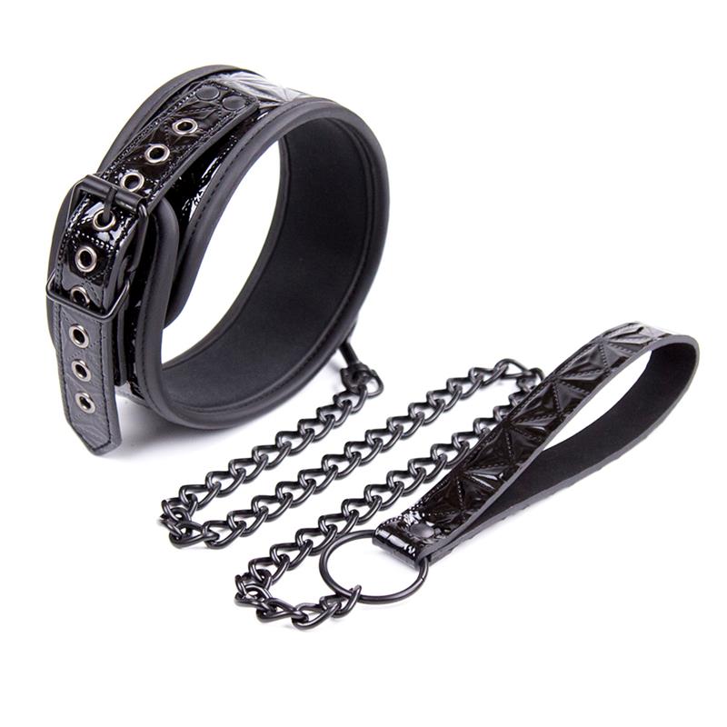 Black Sapphire collar con correa de cuero vegano "Sapphire"