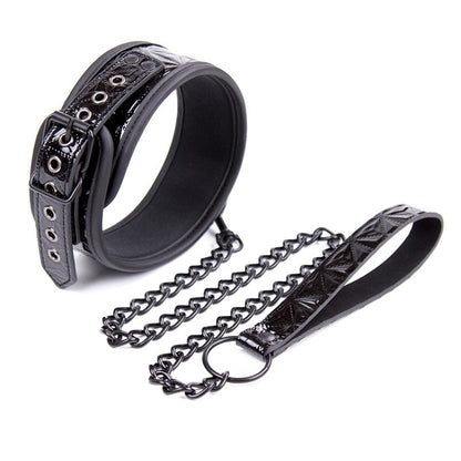 Black Sapphire collar con correa de cuero vegano "Sapphire"