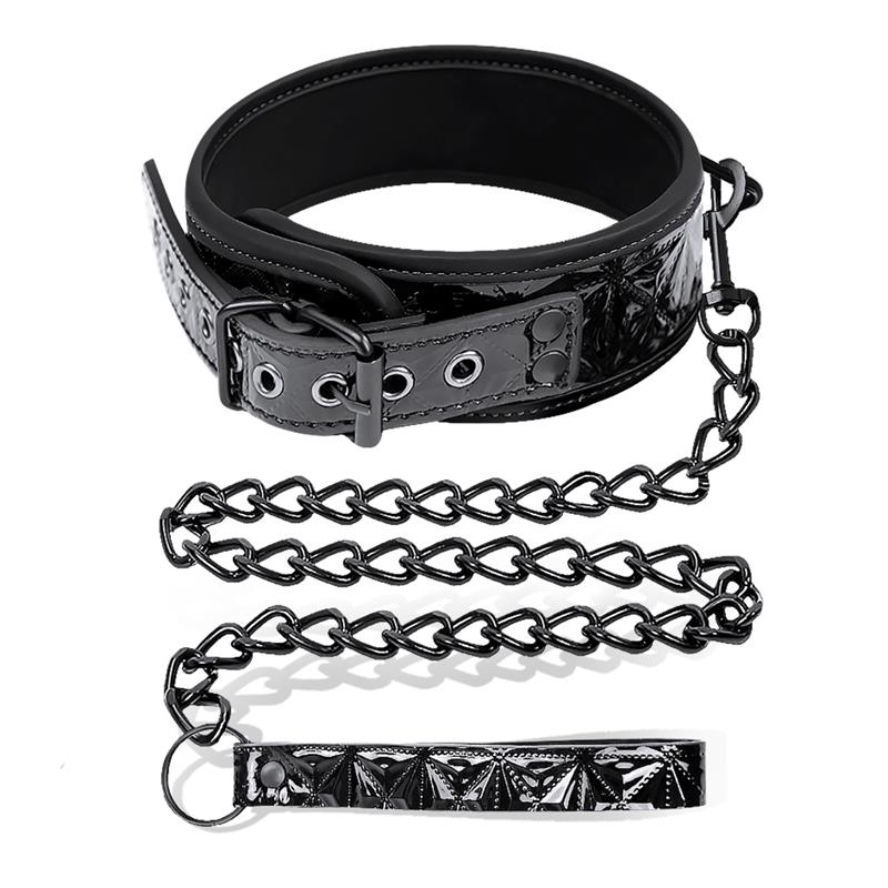 Black Sapphire collar con correa de cuero vegano "Sapphire"