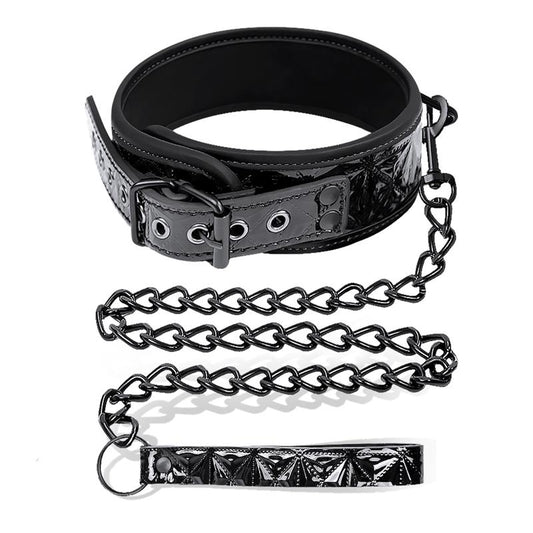 Black Sapphire collar con correa de cuero vegano "Sapphire"
