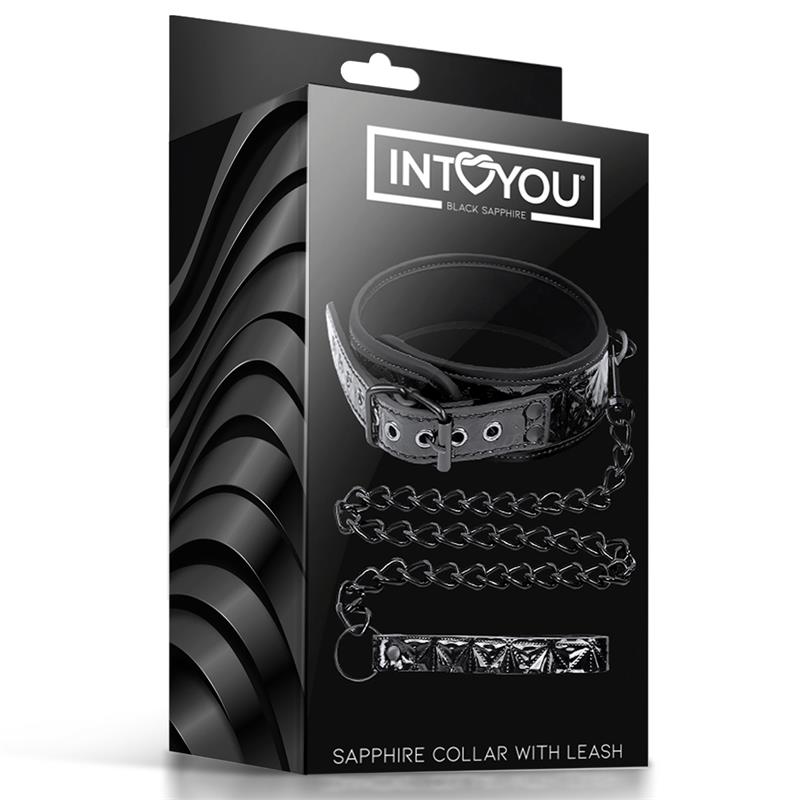 Black Sapphire collar con correa de cuero vegano "Sapphire"