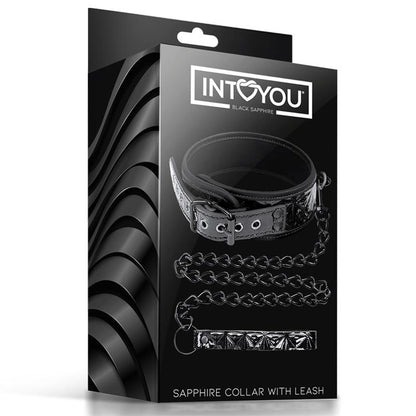 Black Sapphire collar con correa de cuero vegano "Sapphire"
