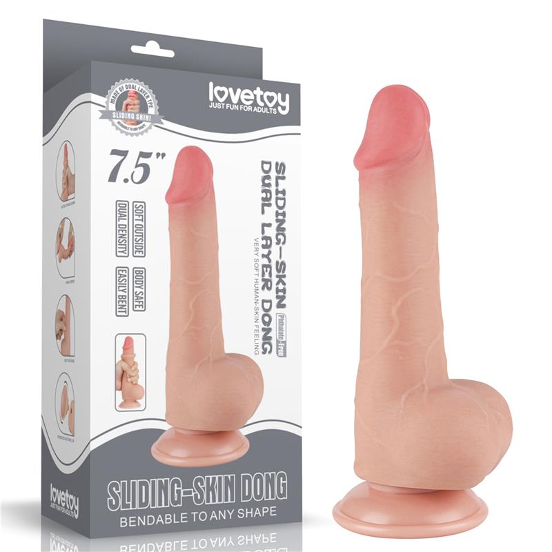 Lovetoy dildo realista de doble capa con piel deslizante · 19,5 cm
