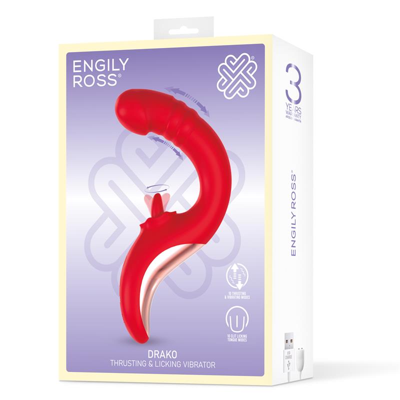 Engily Ross vibrador con thrusting y lengua oscilante 360º "Drako"