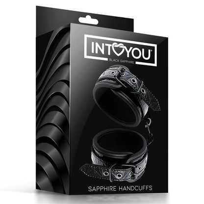 Black Sapphire esposas para muñeca de cuero vegano "Sapphire"