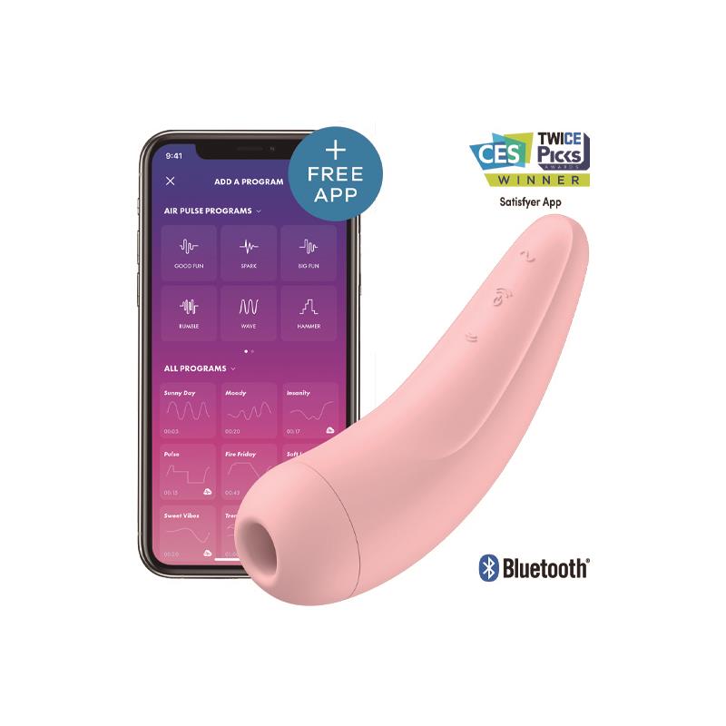 Satisfyer succionador de clítoris con vibración "Curvy 2+" rosa (con app)