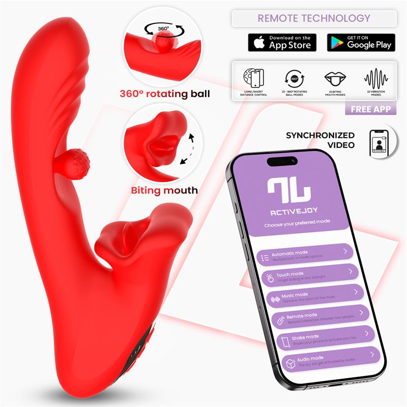Intoyou App Series vibrador con biting y bola rotativa "Franky"
