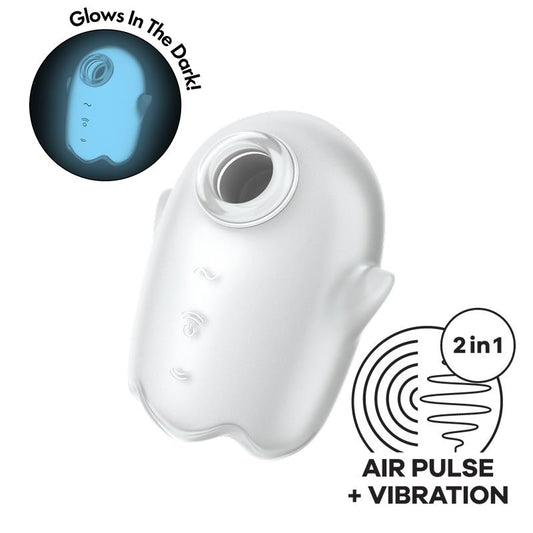 Satisfyer succionador de clítoris con vibración "Glowing Ghost" blanco (brilla en la oscuridad)