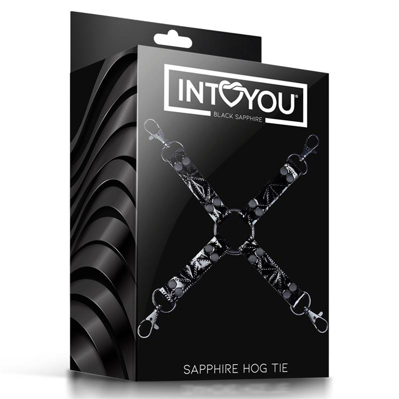 Black Sapphire hog tie de cuero vegano "Sapphire"