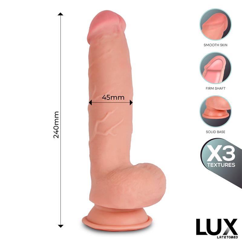 Lux dildo triple densidad con testículos "Klaus" 9.4