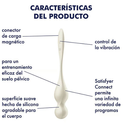 Satisfyer bolas chinas con vibración y app "Love Birds 1" - Blanco