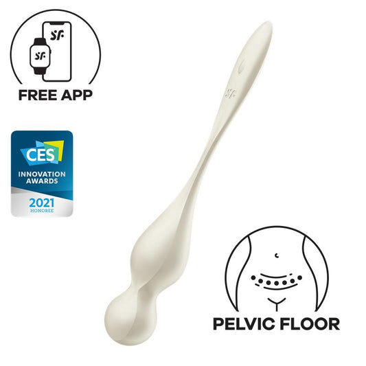Satisfyer bolas chinas con vibración y app "Love Birds 1" - Blanco