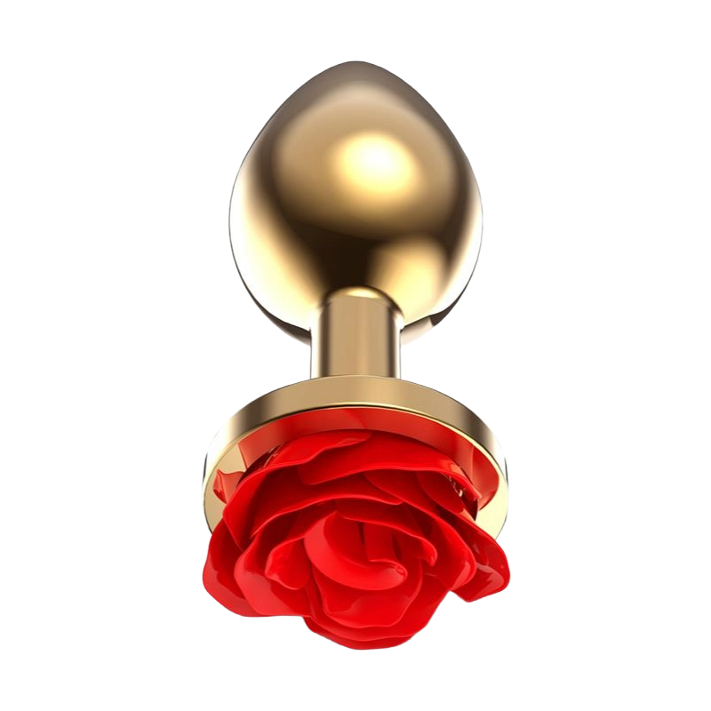 Afterdark plug anal de metal con rosa en la base "Rosa Roja" L