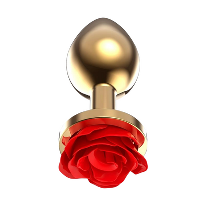 Afterdark plug anal de metal con rosa en la base "Rosa Roja" L