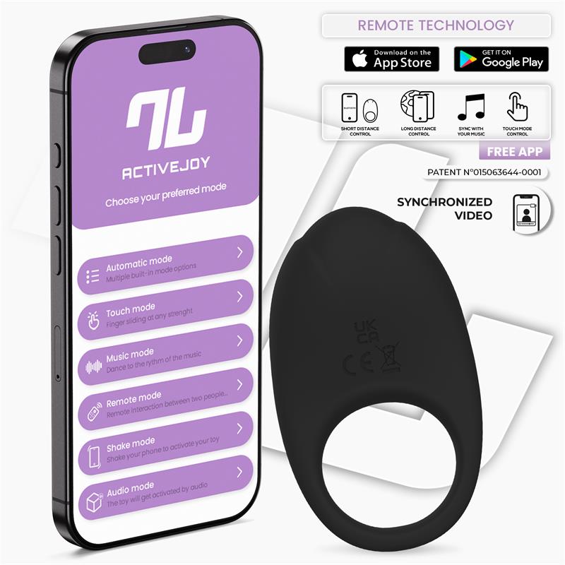 Intoyou App Series anillo vibrador con app "Ringo" - Negro