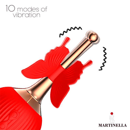 Martinella rosa con succión y mariposa con vibración "Rosa con Succión y Mariposa con Vibración"
