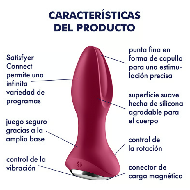 Satisfyer plug anal con vibración, rotación y app "Rotator Plug 2+"