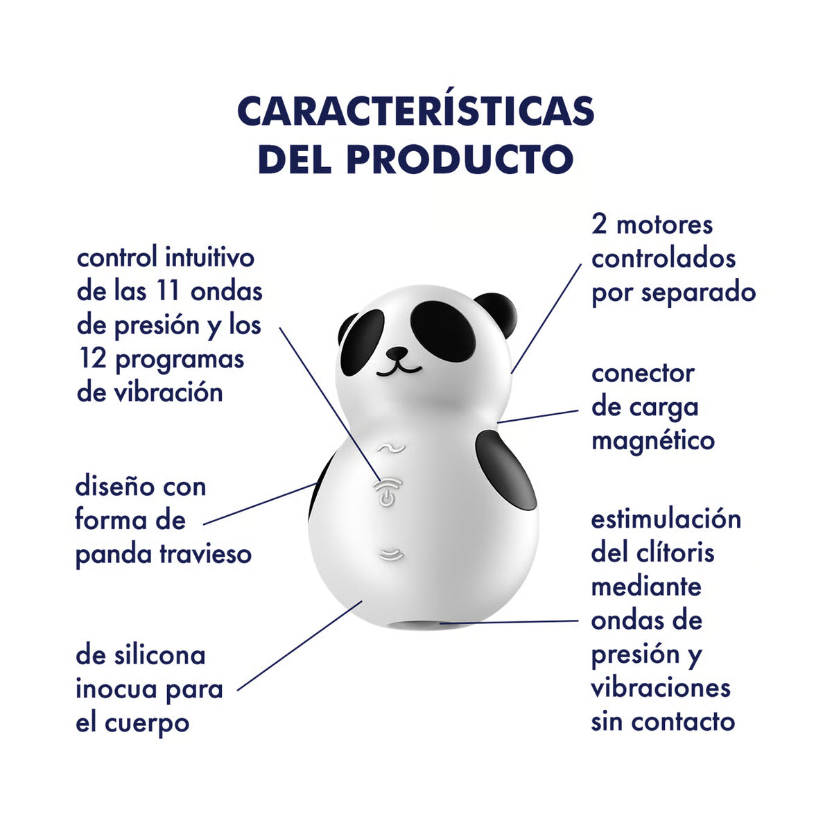 Satisfyer succionador de clítoris con vibración "Pocket Panda" - Blanco y negro