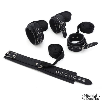 Midnight Desires set bondage con esposas, antifaz y pluma "Midnight Desires"