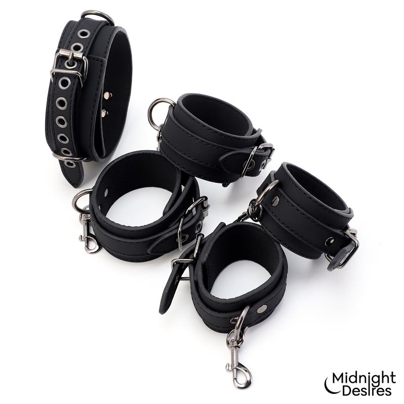 Midnight Desires set de restricciones con collar y esposas "Midnight Desires"