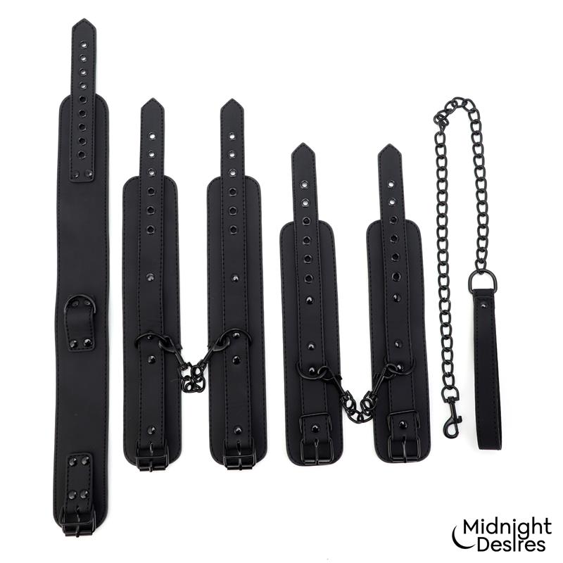 Midnight Desires set de esposas y collar con correa "Set de Restricciones con Esposas y Collar con Correa"