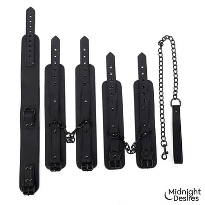 Midnight Desires set de esposas y collar con correa "Set de Restricciones con Esposas y Collar con Correa"