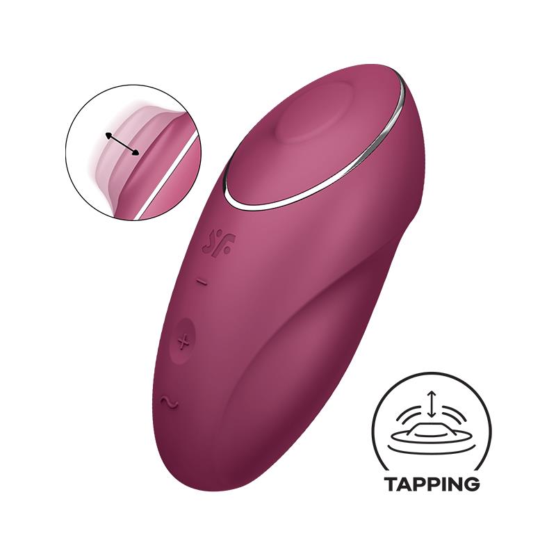 Satisfyer vibrador lay-on con función de toques "Tap & Climax 1" - Rojo