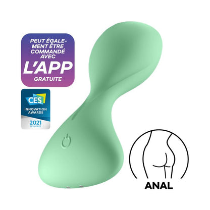 Satisfyer plug anal con vibración y app "Trendsetter" - Verde claro